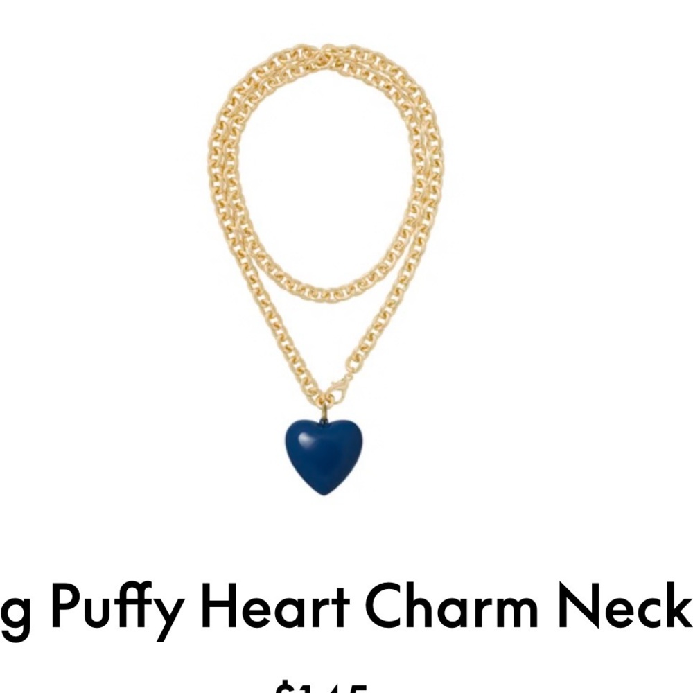 Roxanne Assoulin The Big Puffy Heart Charm Necklace Gold & Navy